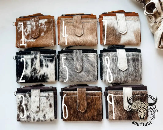 Western Cowhide Leather Wristlet Wallet