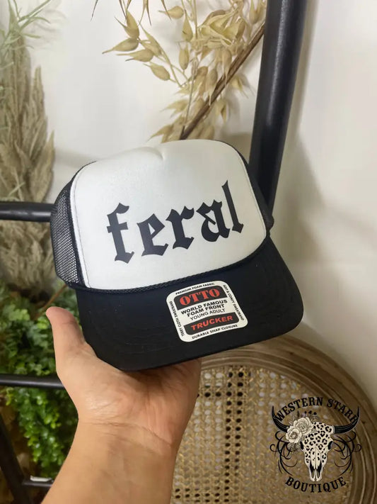 Feral Black and White Trucker Hat Black and White