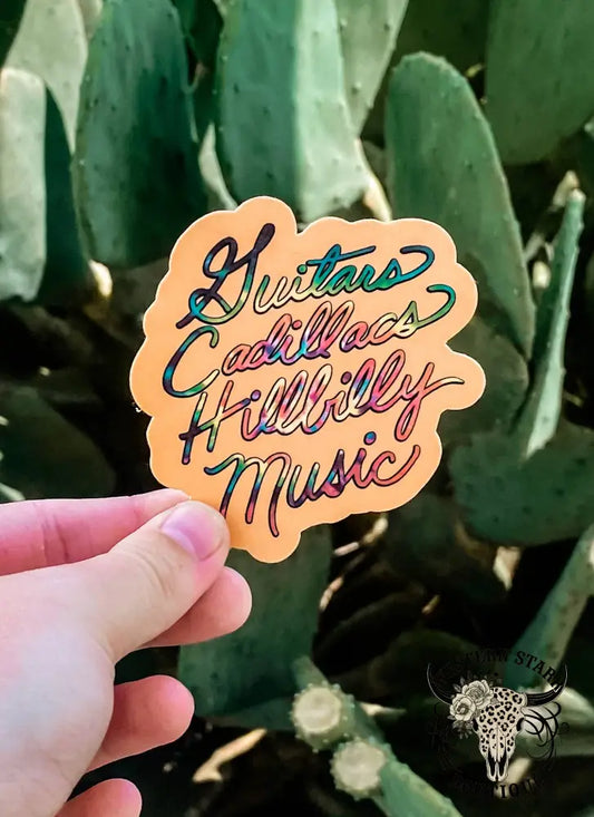 Guitars Cadillacs Tie Dye Sticker