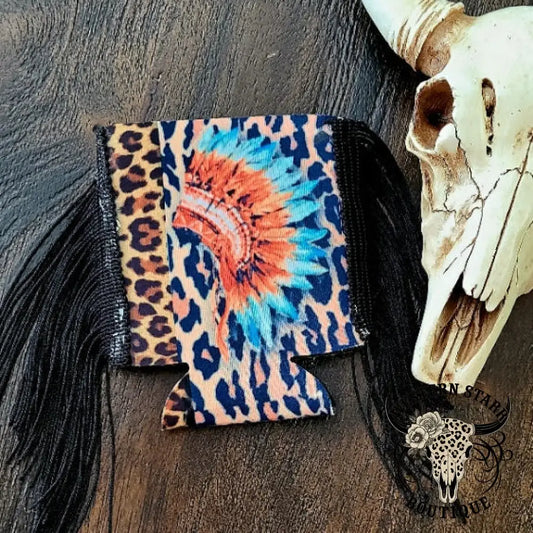 Leopard Headdress Fringe Koozie