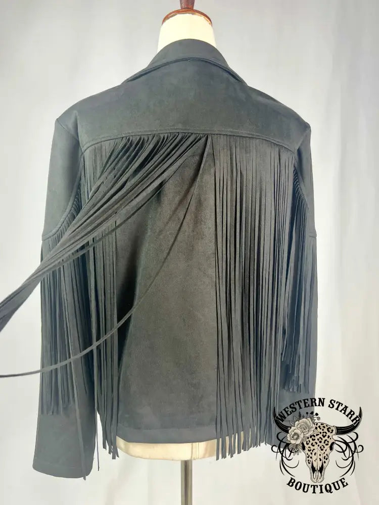 Western Fringe Vegan Suede Jacket