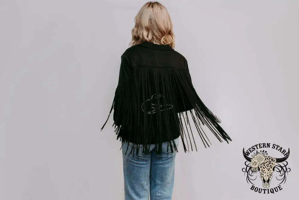 Western Fringe Vegan Suede Jacket